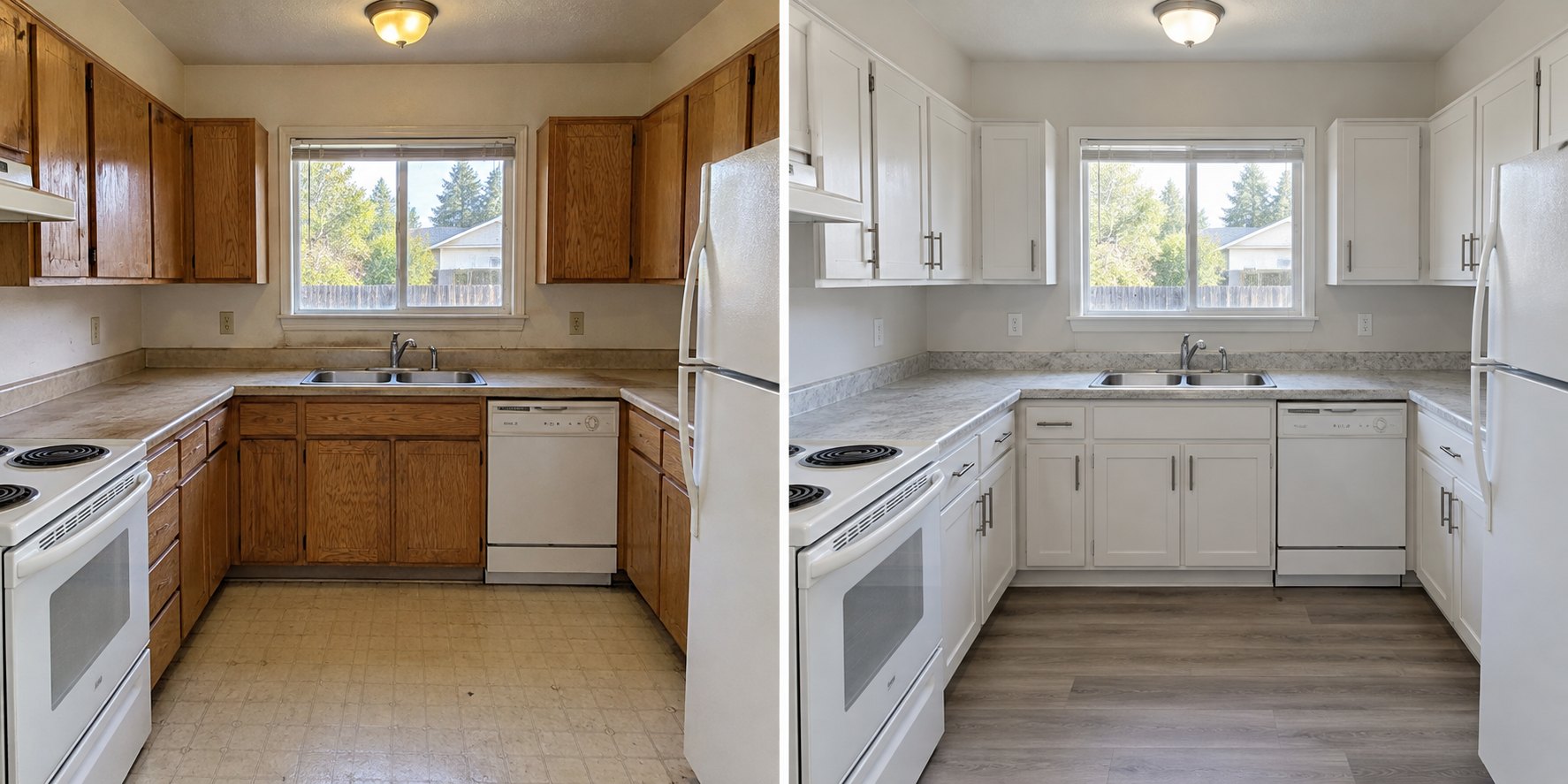 Illustrative before and after of a kitchen refresh